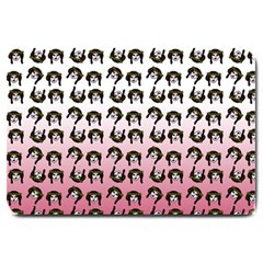 Retro Girl Daisy Chain Pattern Large Doormat  by snowwhitegirl