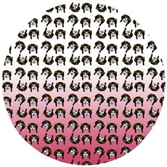 Retro Girl Daisy Chain Pattern Wooden Puzzle Round by snowwhitegirl