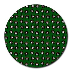 Retro Girl Daisy Chain Pattern Green Round Mousepads