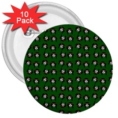 Retro Girl Daisy Chain Pattern Green 3  Buttons (10 Pack)  by snowwhitegirl