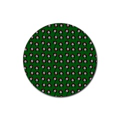 Retro Girl Daisy Chain Pattern Green Rubber Round Coaster (4 Pack)  by snowwhitegirl