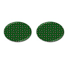 Retro Girl Daisy Chain Pattern Green Cufflinks (oval) by snowwhitegirl