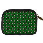 Retro Girl Daisy Chain Pattern Green Digital Camera Leather Case Back