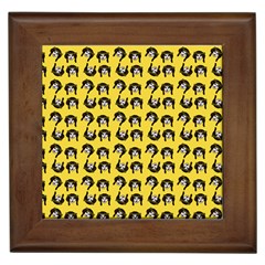 Retro Girl Daisy Chain Pattern Yellow Framed Tile by snowwhitegirl