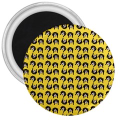 Retro Girl Daisy Chain Pattern Yellow 3  Magnets