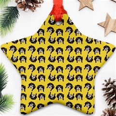 Retro Girl Daisy Chain Pattern Yellow Ornament (Star)