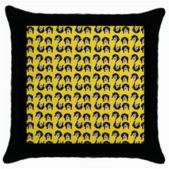 Retro Girl Daisy Chain Pattern Yellow Throw Pillow Case (Black)