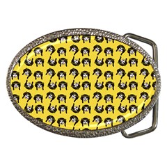 Retro Girl Daisy Chain Pattern Yellow Belt Buckles