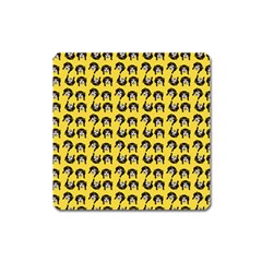 Retro Girl Daisy Chain Pattern Yellow Square Magnet