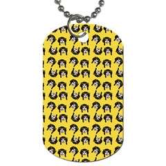 Retro Girl Daisy Chain Pattern Yellow Dog Tag (one Side) by snowwhitegirl