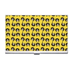 Retro Girl Daisy Chain Pattern Yellow Business Card Holder