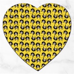 Retro Girl Daisy Chain Pattern Yellow Jigsaw Puzzle (Heart)