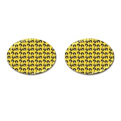 Retro Girl Daisy Chain Pattern Yellow Cufflinks (Oval)