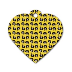 Retro Girl Daisy Chain Pattern Yellow Dog Tag Heart (one Side) by snowwhitegirl