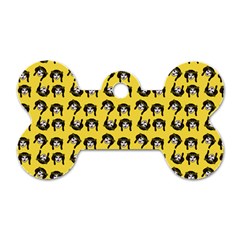 Retro Girl Daisy Chain Pattern Yellow Dog Tag Bone (One Side)