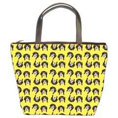 Retro Girl Daisy Chain Pattern Yellow Bucket Bag