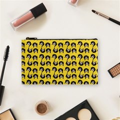 Retro Girl Daisy Chain Pattern Yellow Cosmetic Bag (small) by snowwhitegirl