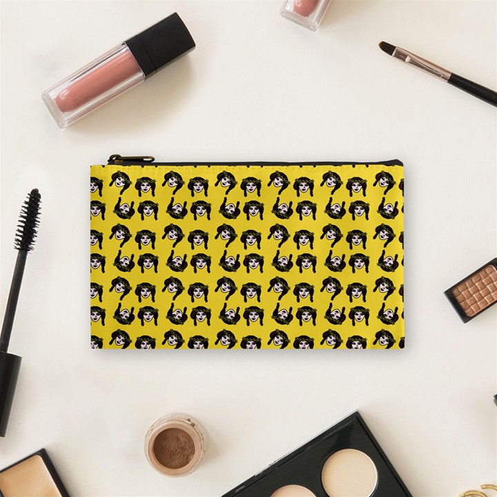 Retro Girl Daisy Chain Pattern Yellow Cosmetic Bag (Small)