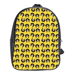 Retro Girl Daisy Chain Pattern Yellow School Bag (Large)