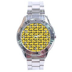 Retro Girl Daisy Chain Pattern Yellow Stainless Steel Analogue Watch