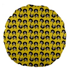 Retro Girl Daisy Chain Pattern Yellow Large 18  Premium Round Cushions by snowwhitegirl