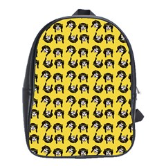 Retro Girl Daisy Chain Pattern Yellow School Bag (XL)