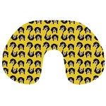 Retro Girl Daisy Chain Pattern Yellow Travel Neck Pillow Front