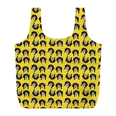 Retro Girl Daisy Chain Pattern Yellow Full Print Recycle Bag (L)