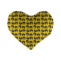 Retro Girl Daisy Chain Pattern Yellow Standard 16  Premium Flano Heart Shape Cushions by snowwhitegirl