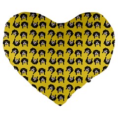 Retro Girl Daisy Chain Pattern Yellow Large 19  Premium Flano Heart Shape Cushions