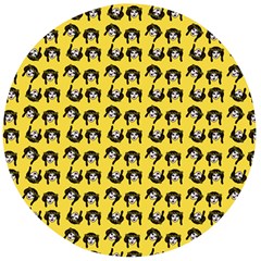 Retro Girl Daisy Chain Pattern Yellow Wooden Bottle Opener (round) by snowwhitegirl