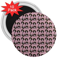 Retro Girl Daisy Chain Pattern Light Pink 3  Magnets (10 Pack)  by snowwhitegirl