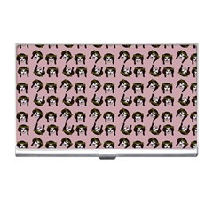 Retro Girl Daisy Chain Pattern Light Pink Business Card Holder by snowwhitegirl