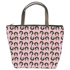 Retro Girl Daisy Chain Pattern Light Pink Bucket Bag by snowwhitegirl