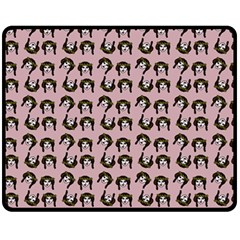 Retro Girl Daisy Chain Pattern Light Pink Double Sided Fleece Blanket (medium)  by snowwhitegirl