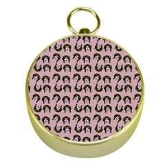 Retro Girl Daisy Chain Pattern Light Pink Gold Compasses by snowwhitegirl