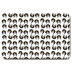 Retro Girl Daisy Chain Pattern White Large Doormat  by snowwhitegirl