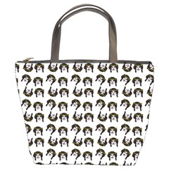 Retro Girl Daisy Chain Pattern White Bucket Bag by snowwhitegirl