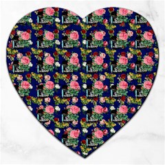 Vintage Can Floral Blue Jigsaw Puzzle (heart) by snowwhitegirl