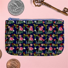 Vintage Can Floral Blue Large Coin Purse by snowwhitegirl