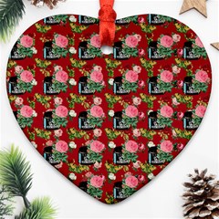 Vintage Can Floral Red Ornament (heart) by snowwhitegirl