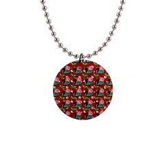 Vintage Can Floral Red 1  Button Necklace by snowwhitegirl