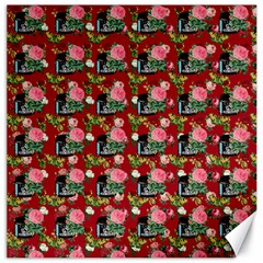 Vintage Can Floral Red Canvas 12  X 12  by snowwhitegirl