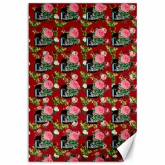 Vintage Can Floral Red Canvas 12  X 18  by snowwhitegirl