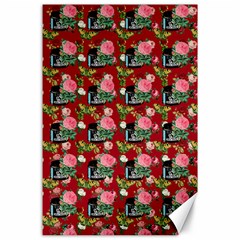 Vintage Can Floral Red Canvas 24  X 36  by snowwhitegirl