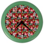 Vintage Can Floral Red Color Wall Clock Front