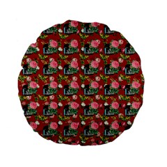 Vintage Can Floral Red Standard 15  Premium Flano Round Cushions by snowwhitegirl