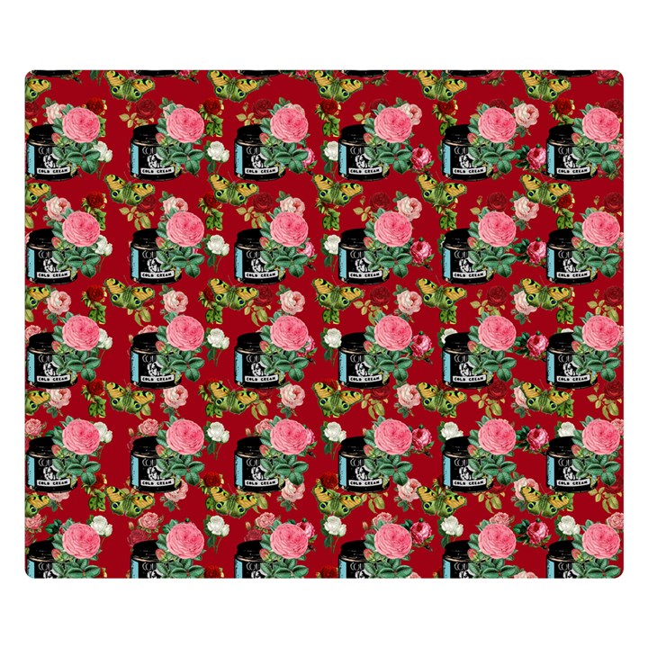 Vintage Can Floral Red Double Sided Flano Blanket (Small) 