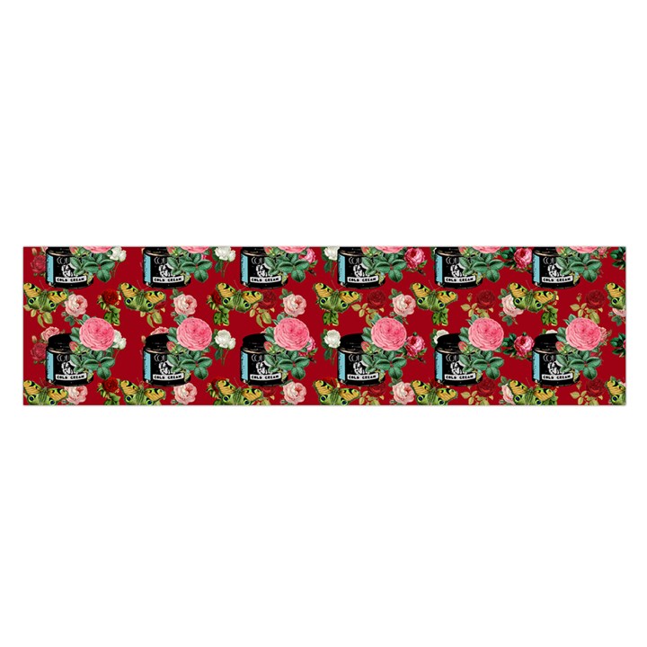 Vintage Can Floral Red Satin Scarf (Oblong)