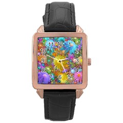 Apo Flower Power Rose Gold Leather Watch 